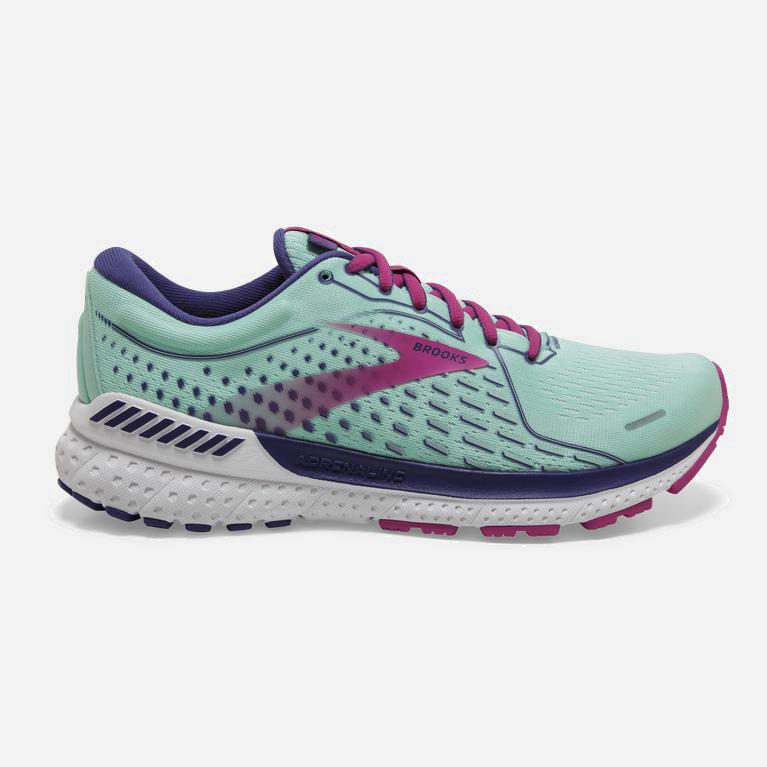 Brooks Women's Adrenaline Gts 21 Road Running Shoes Singapore - PaleTurquoise/Yucca/Navy Blue/Fuchsi